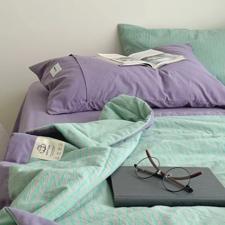 Striped Summer Cotton Quilt "Green"