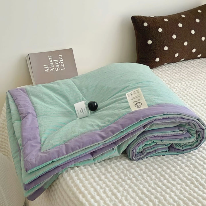 Striped Summer Cotton Quilt "Green"