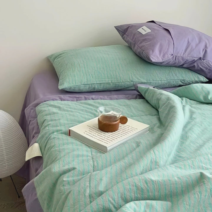 Striped Summer Cotton Quilt "Green"