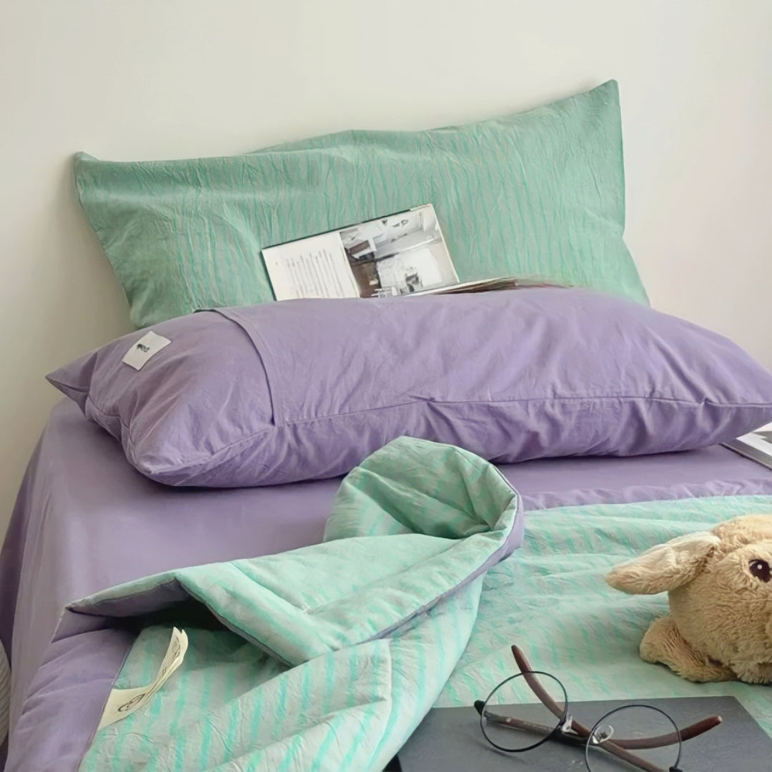Striped Summer Cotton Quilt "Green"