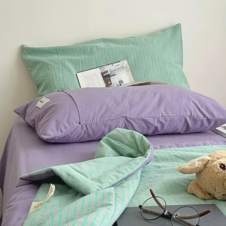 Striped Summer Cotton Quilt "Green"