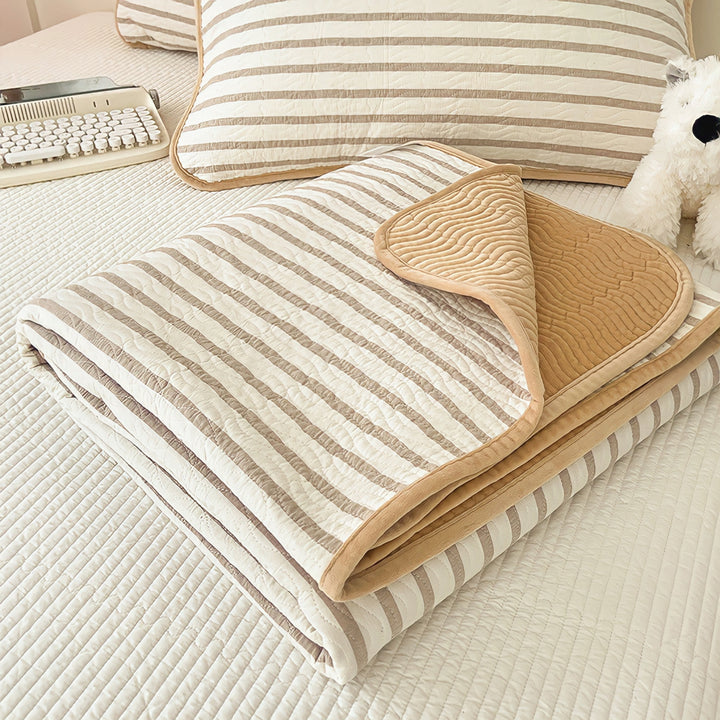 Cotton fleece reversible quilting "camel stripe"