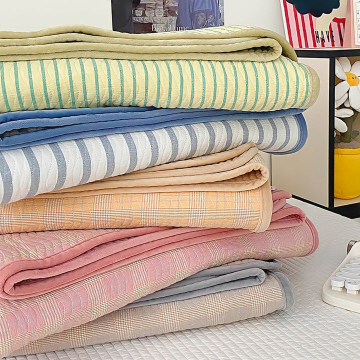 Cotton fleece reversible quilting "pink stripe"
