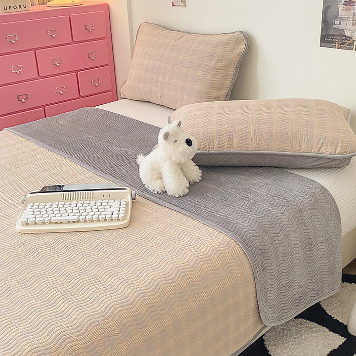 Cotton fleece reversible quilting "beige check"