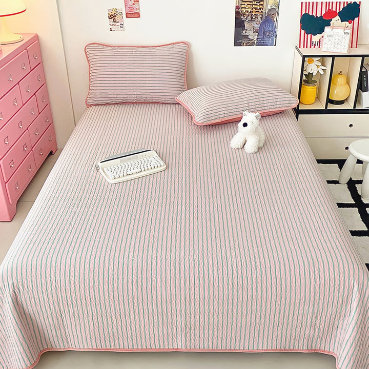 Cotton fleece reversible quilting "pink stripe"
