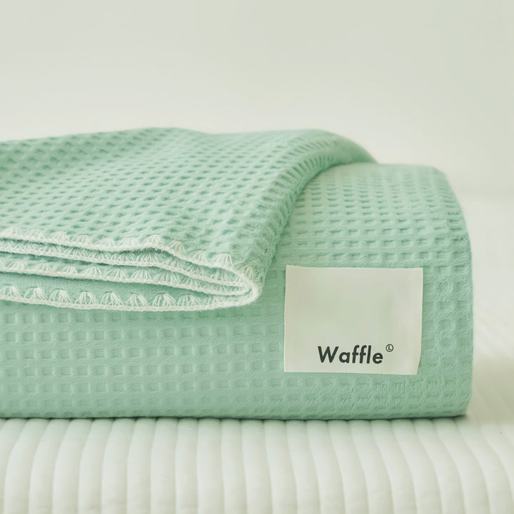 Colorful Waffle Blanket "Mint Blue"