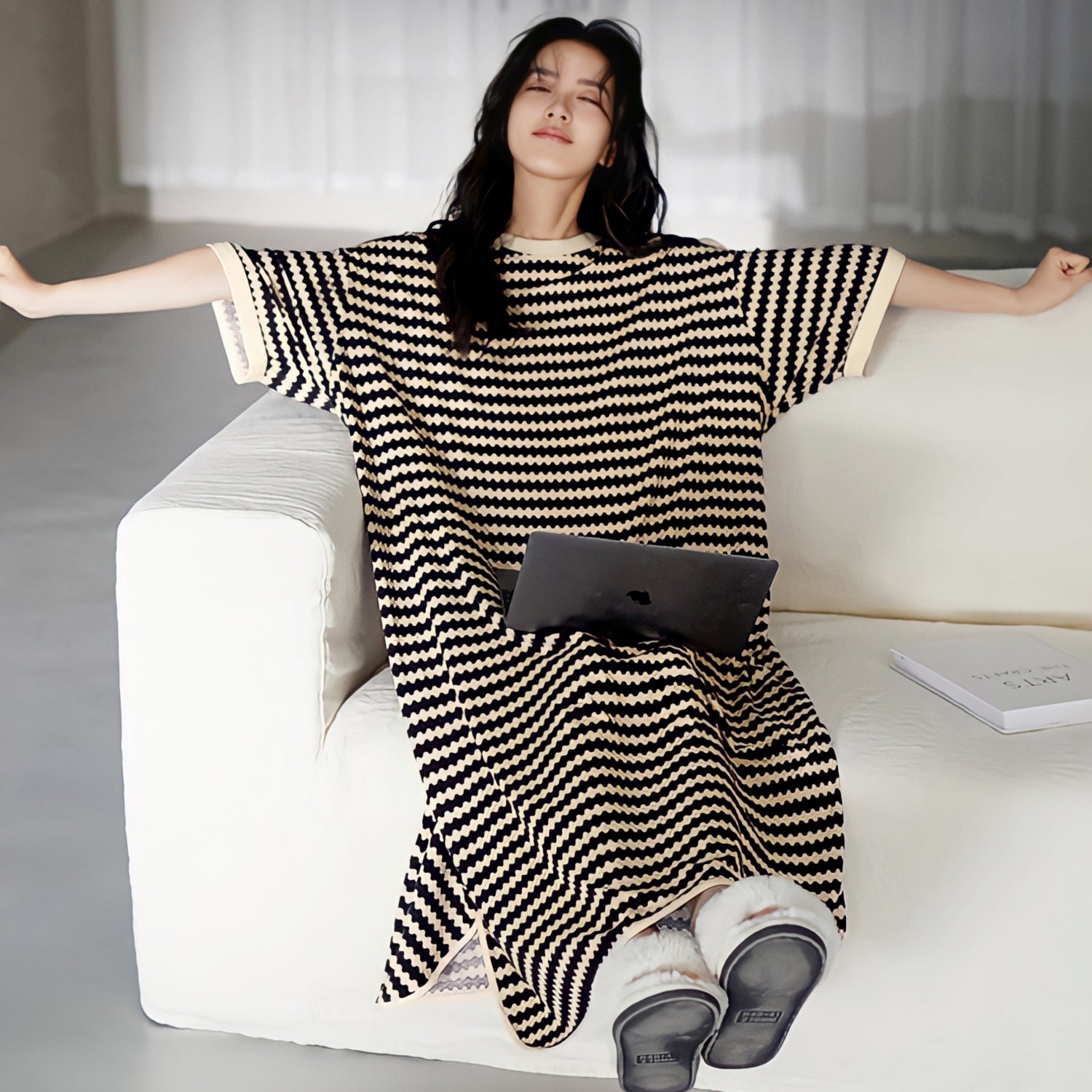 Wave Border Loungewear Dress