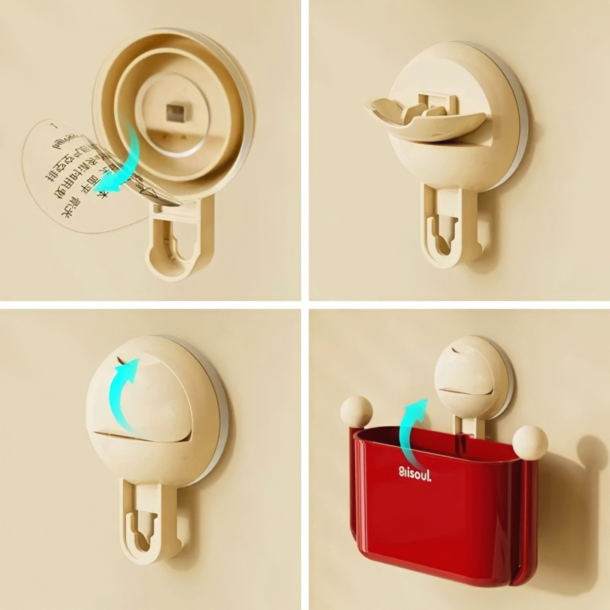 Suction cup wall-mounted storage