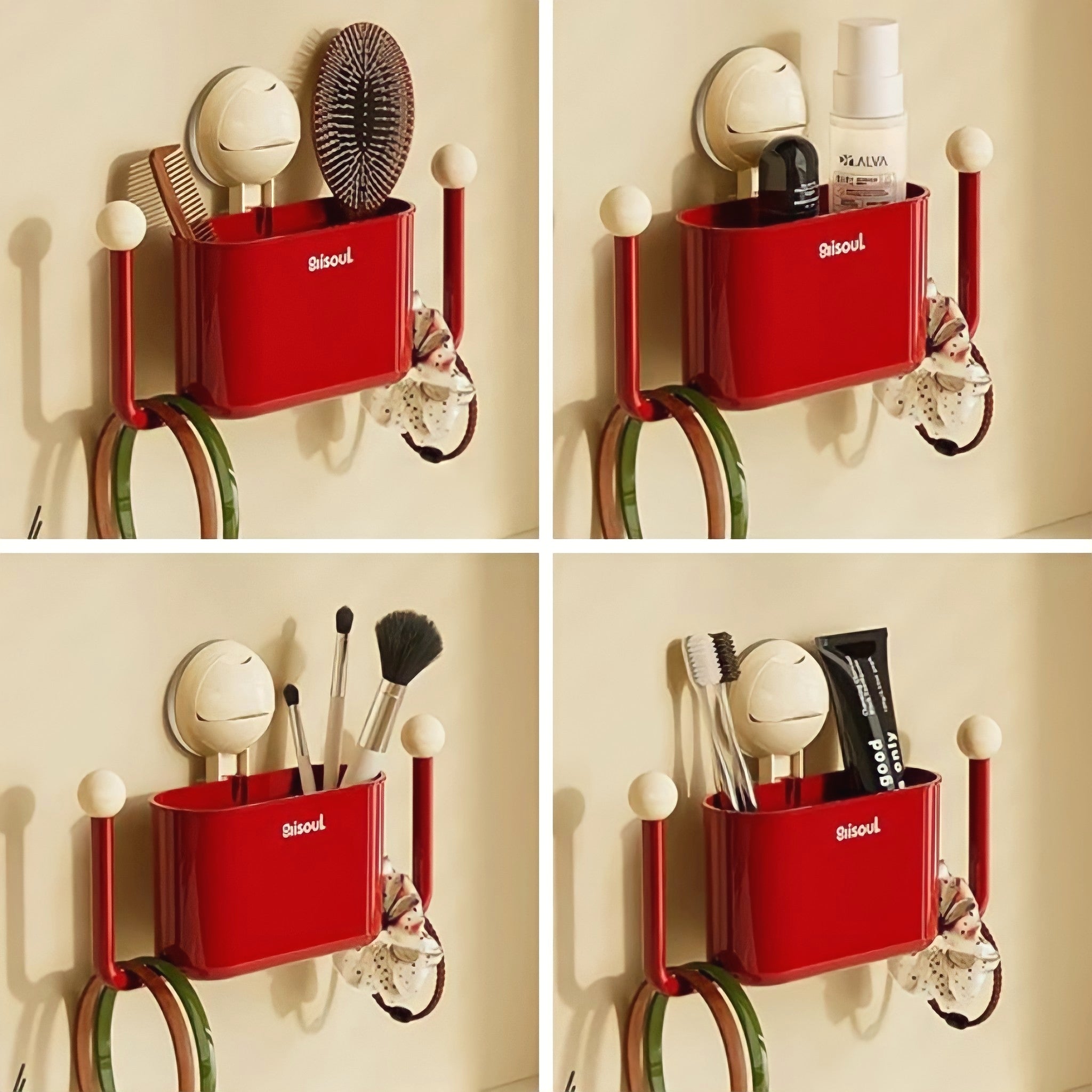Suction cup wall-mounted storage