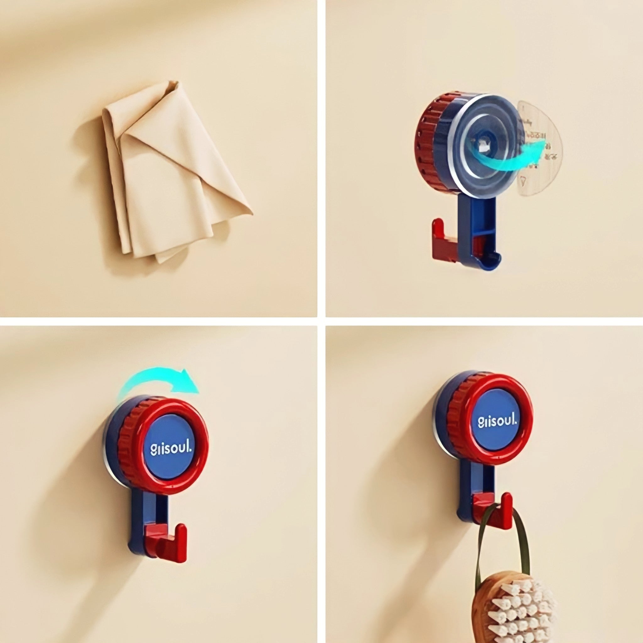 Combination color suction cup hook