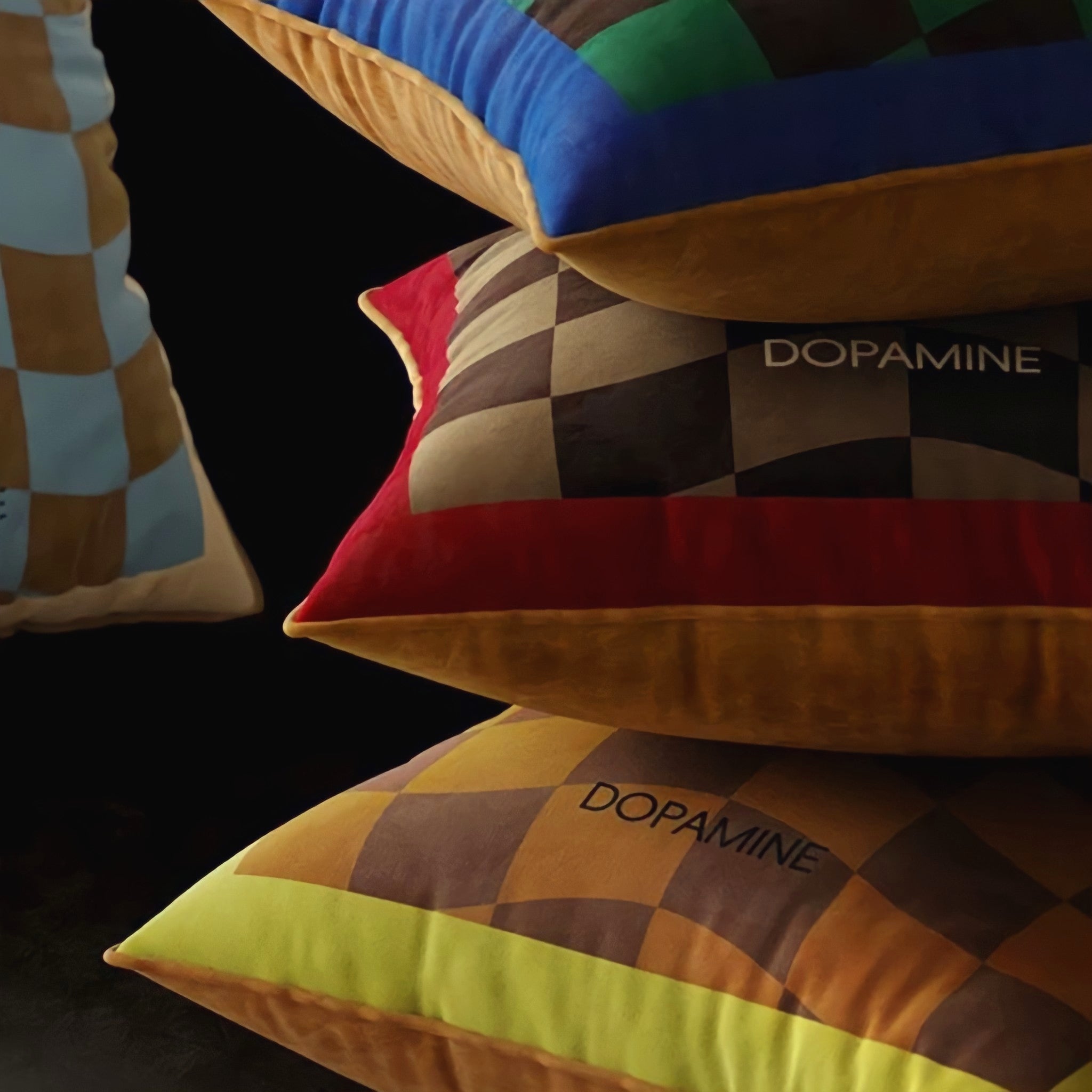 ウェーブブロックチェッククッション