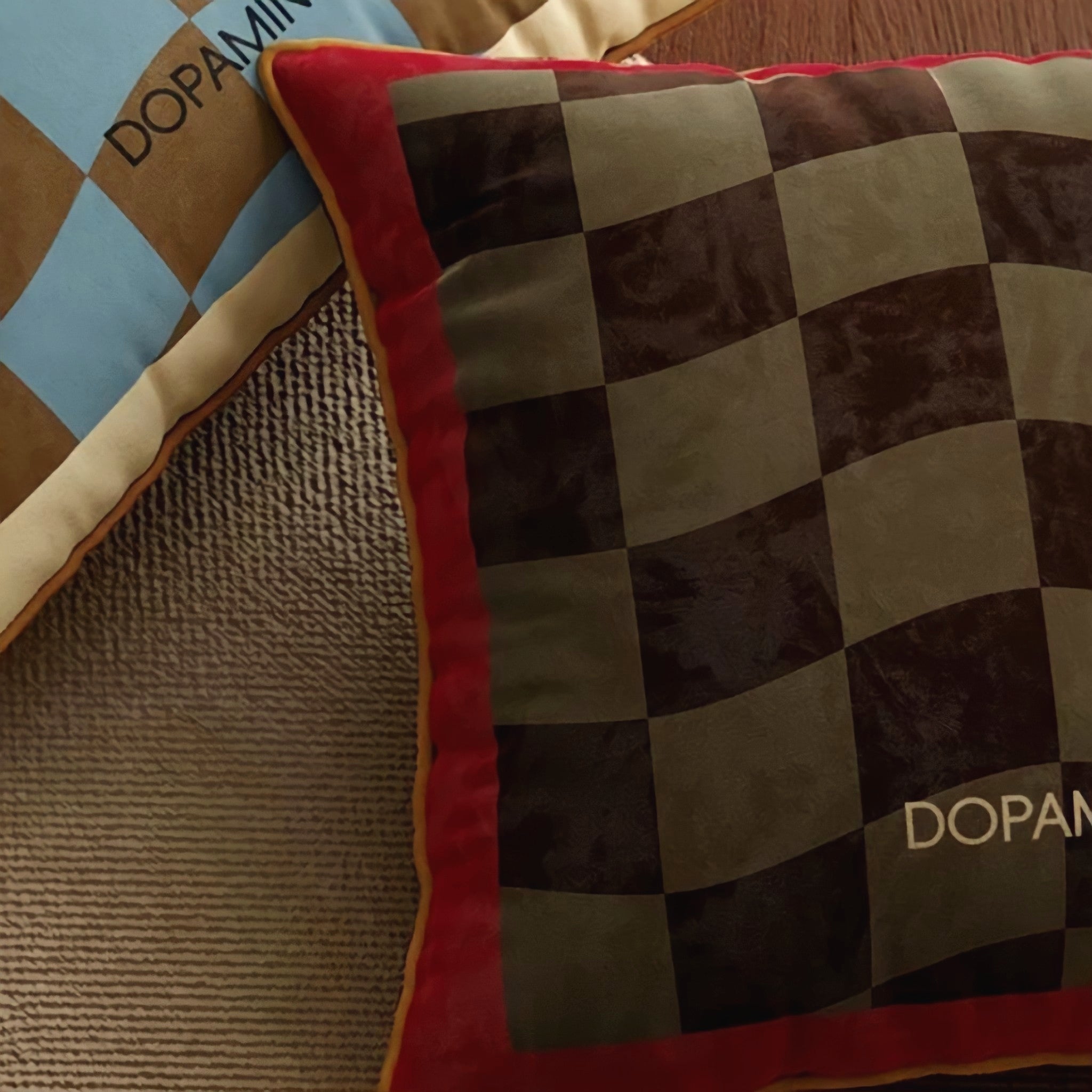 ウェーブブロックチェッククッション