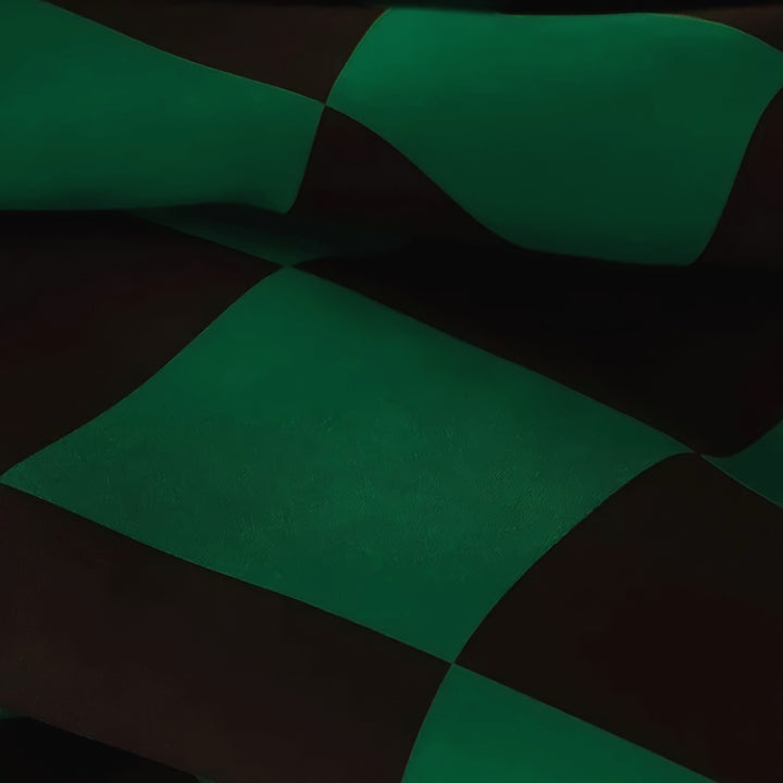 ウェーブブロックチェックシートクッション　ブルー