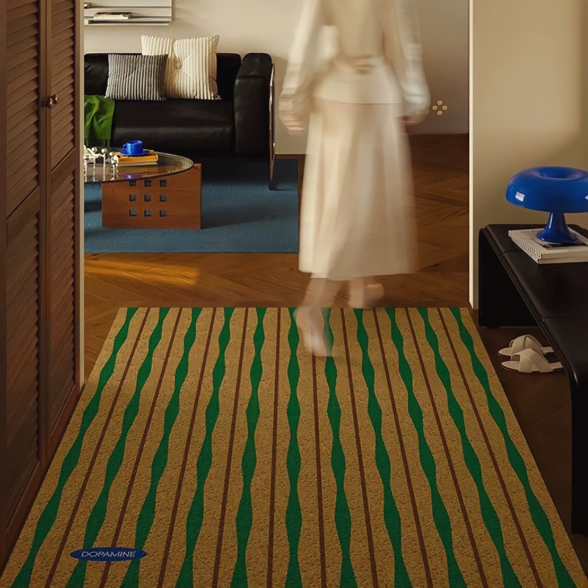 Retro Wave Stripe Door Mat, Beige