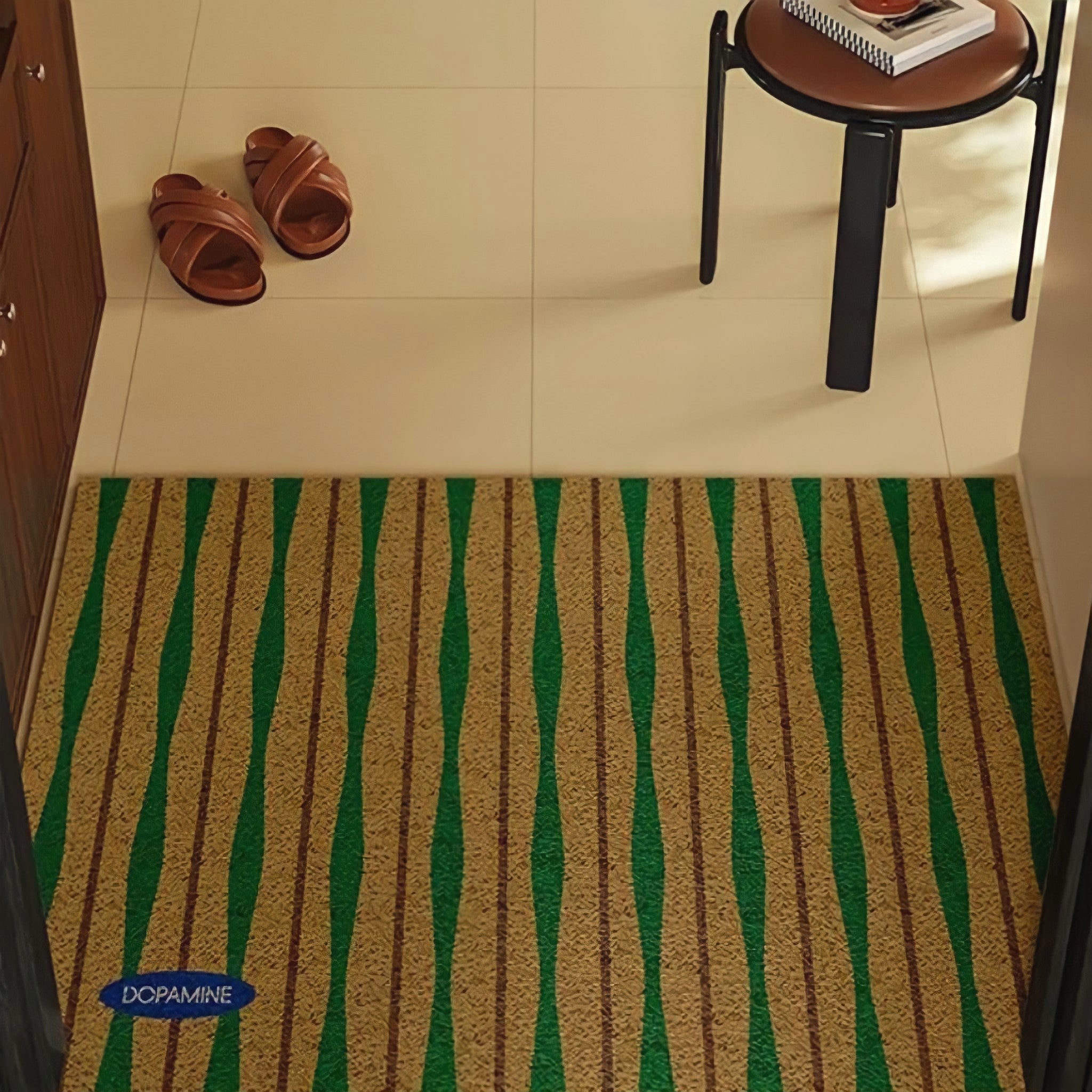 Retro Wave Stripe Door Mat, Beige