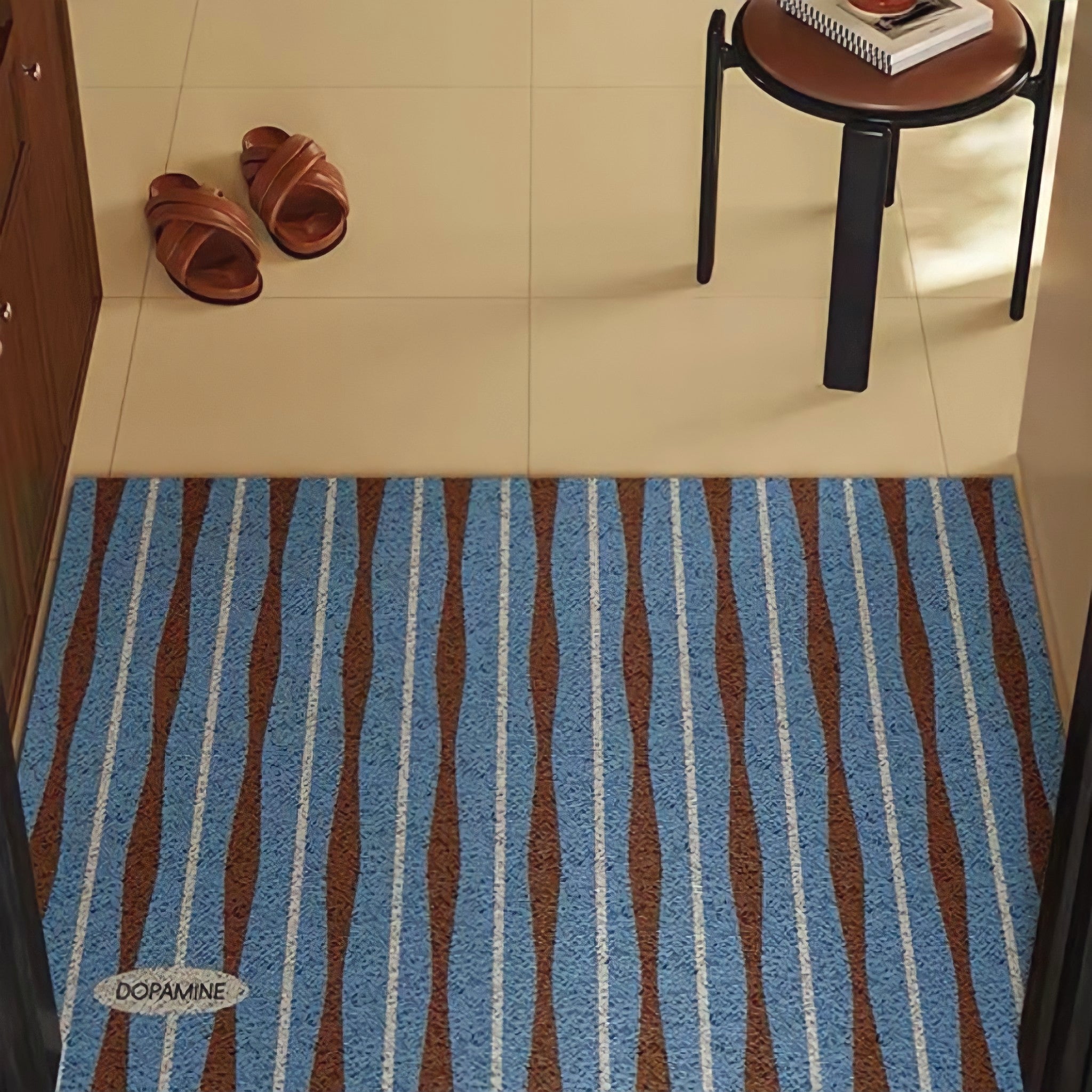 Retro Wave Stripe Door Mat, Beige