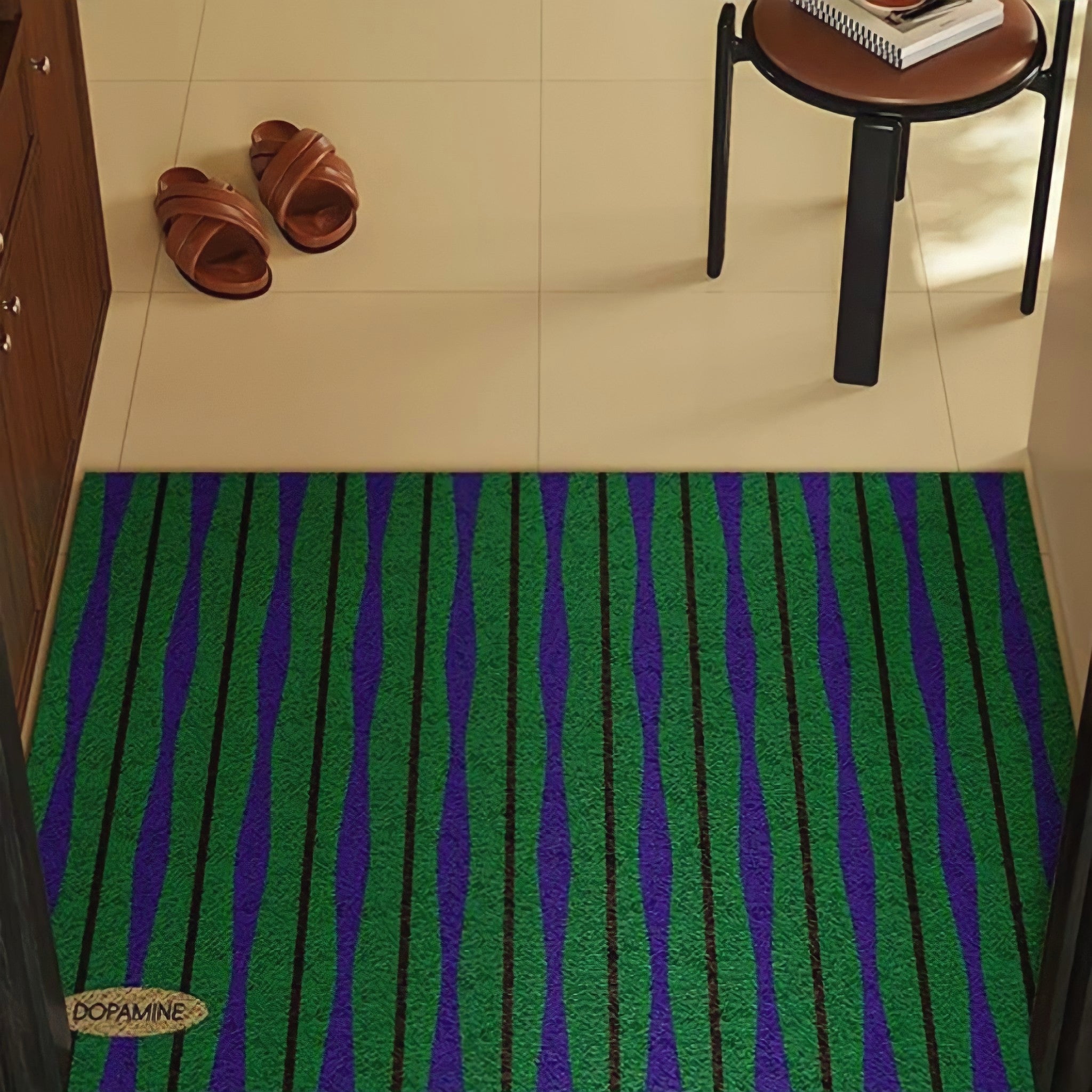 Retro Wave Stripe Door Mat, Beige