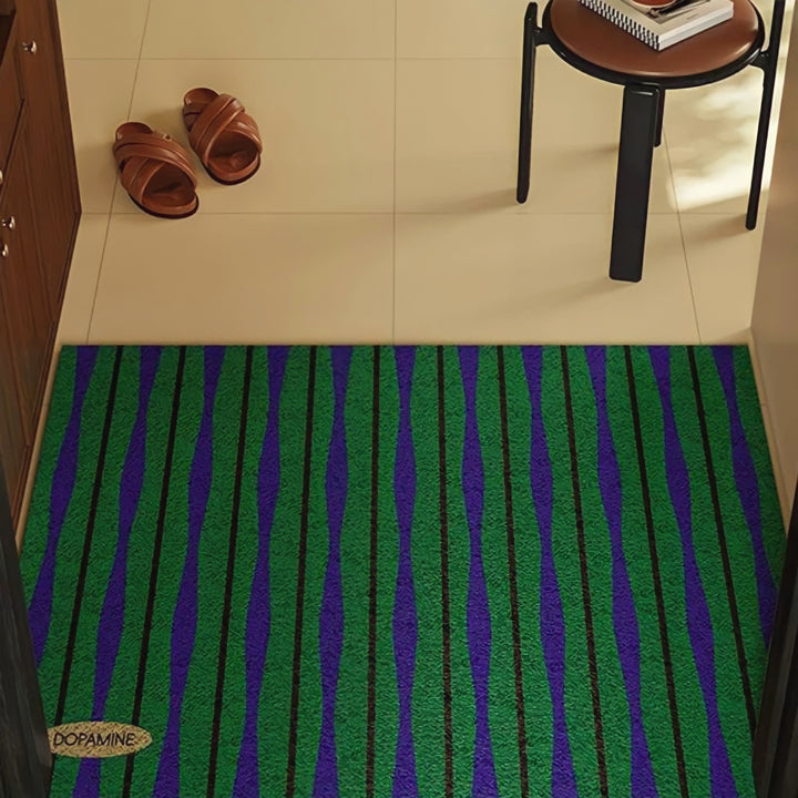 レトロウェーブストライプドアマット　ベージュ