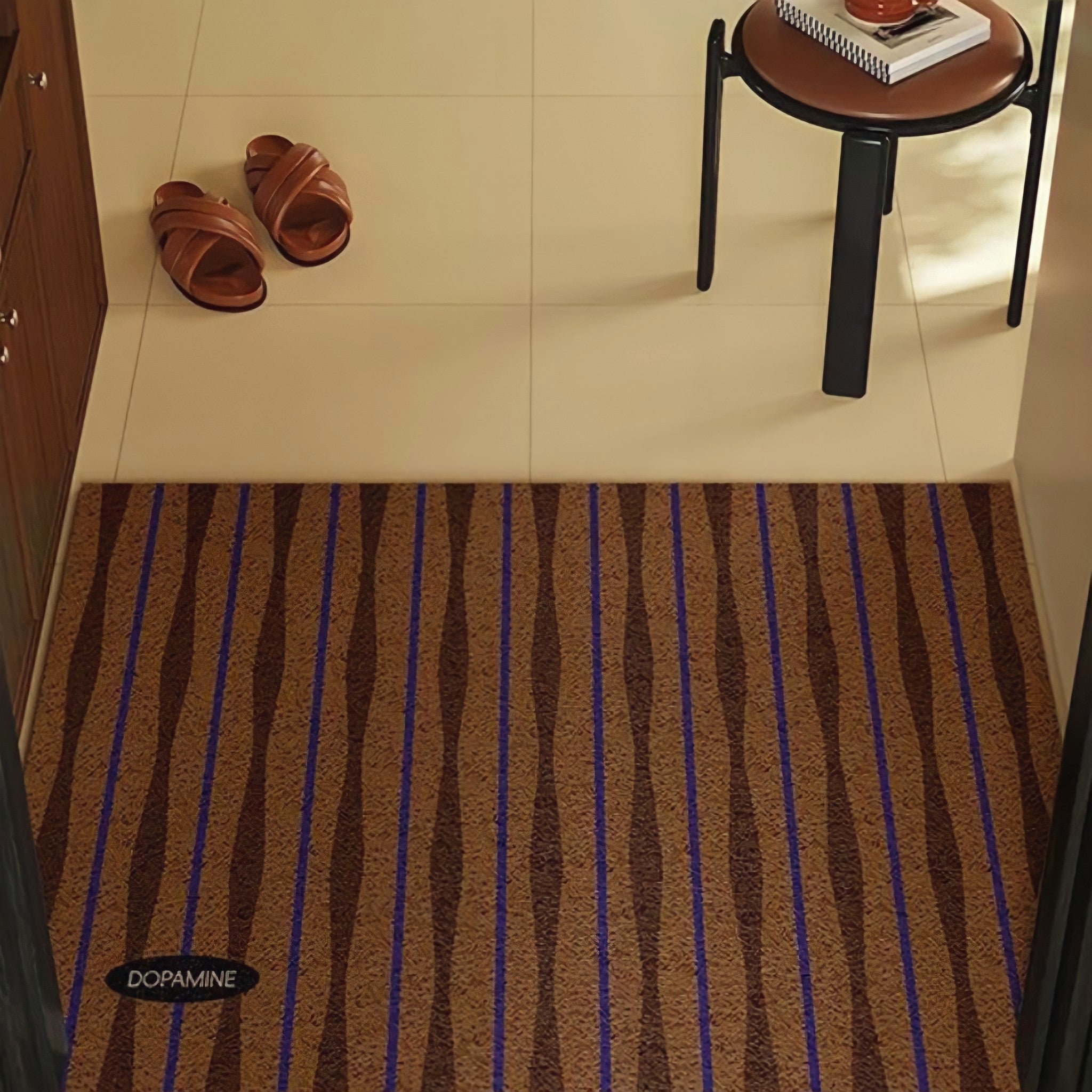 Retro Wave Stripe Door Mat, Beige