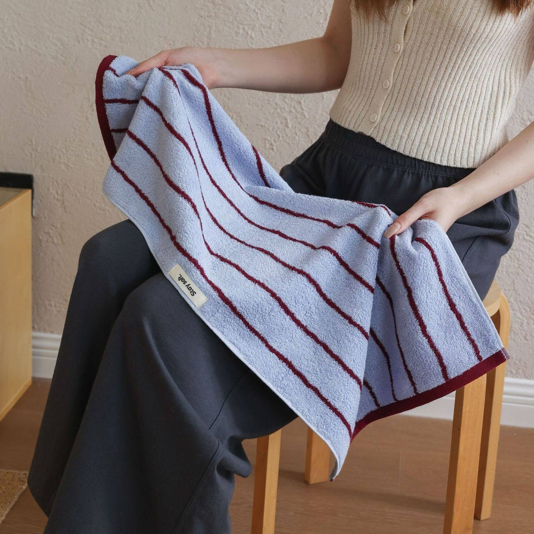 コットンコントラストラインタオル