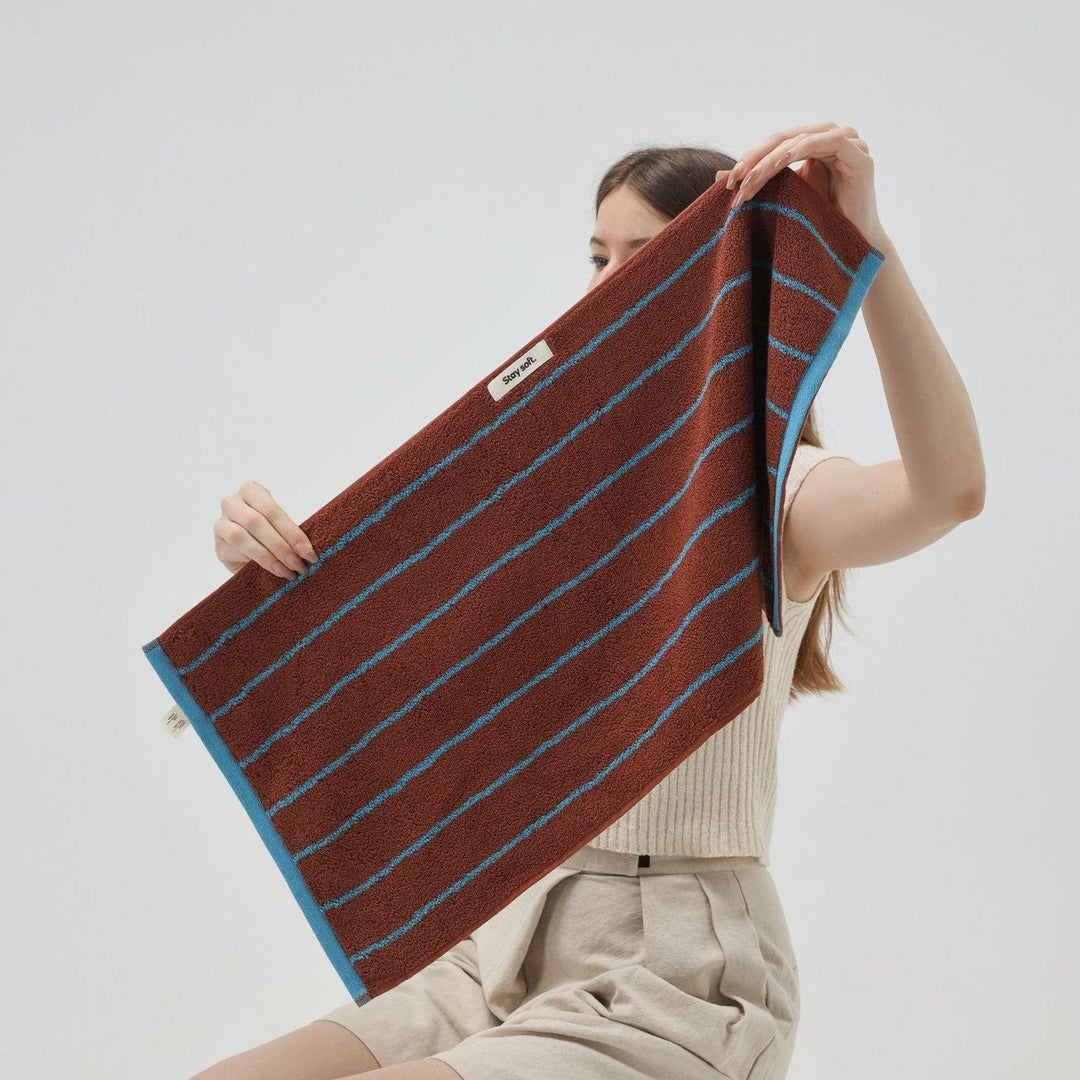 コットンコントラストラインタオル