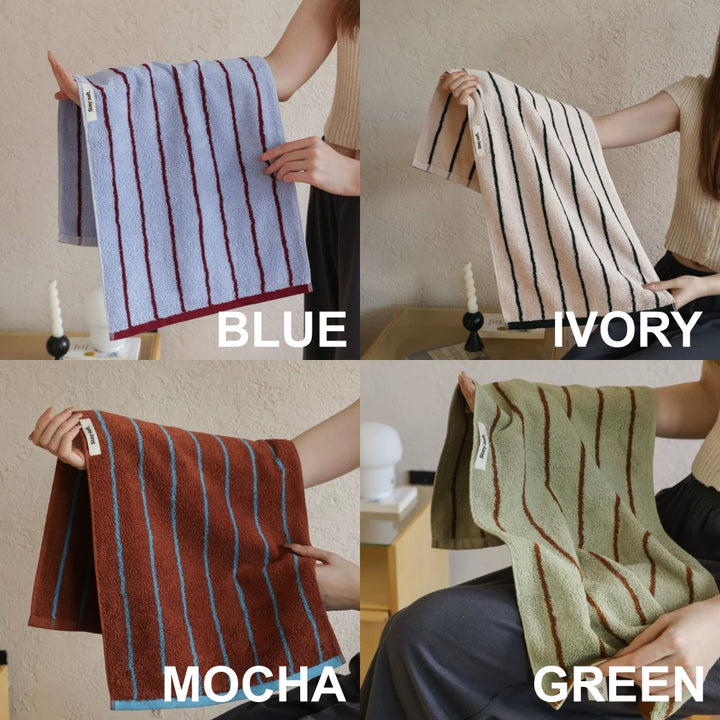 コットンコントラストラインタオル