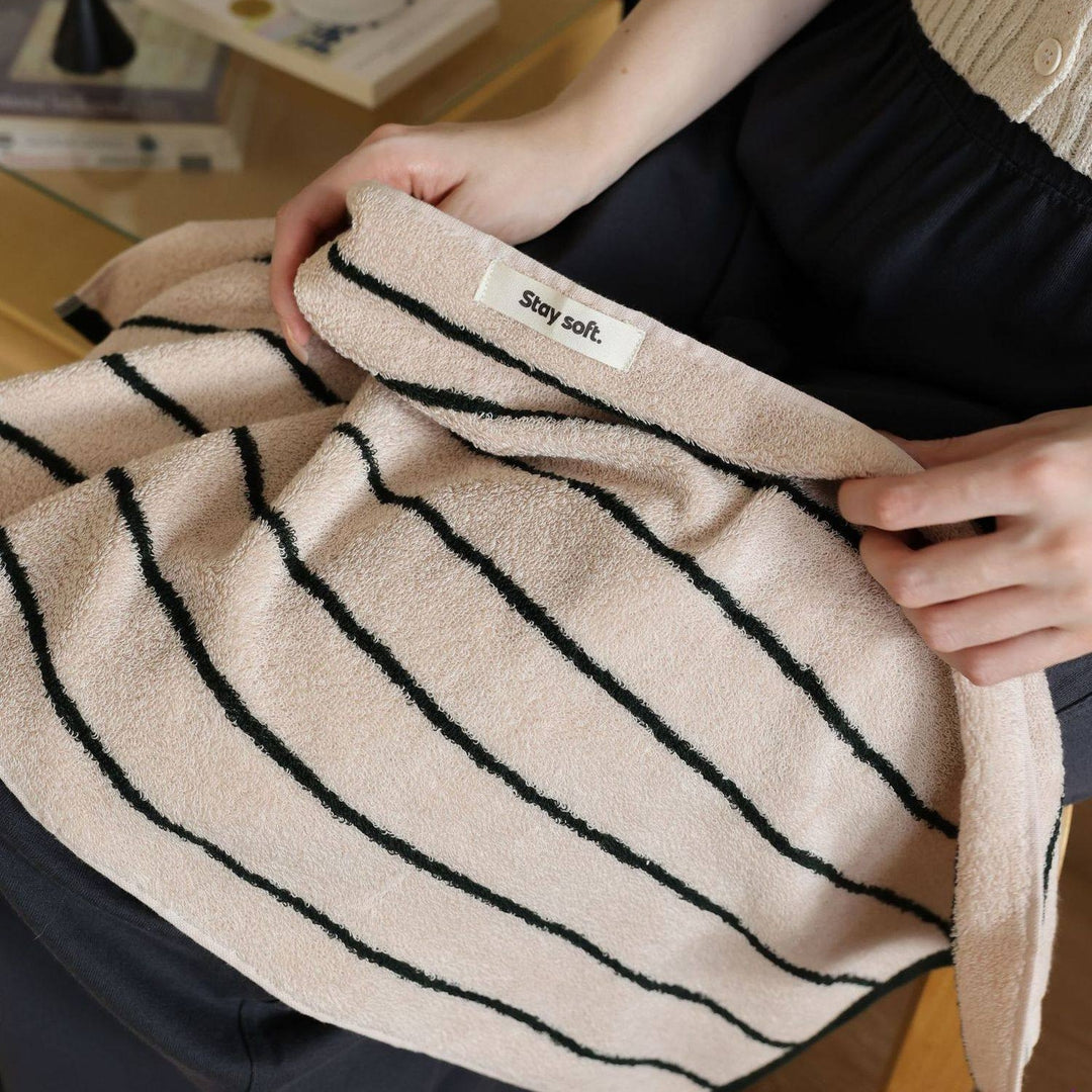 コットンコントラストラインタオル