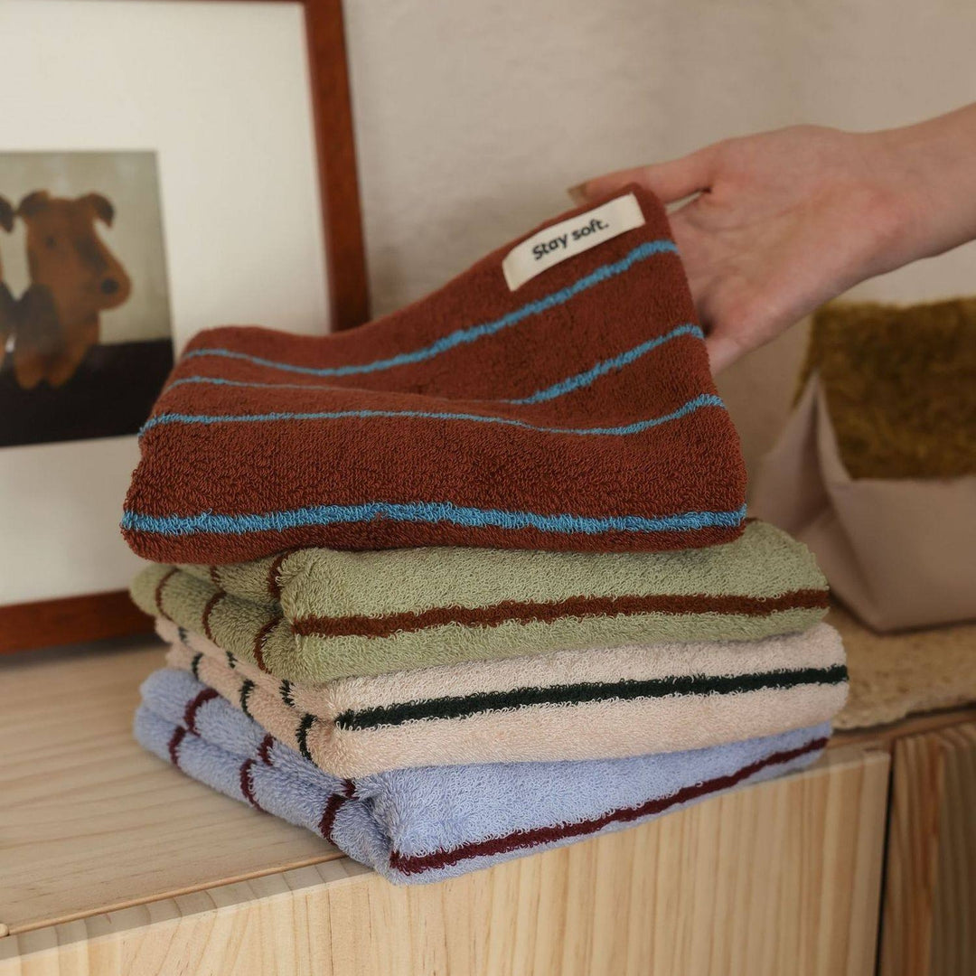 コットンコントラストラインタオル