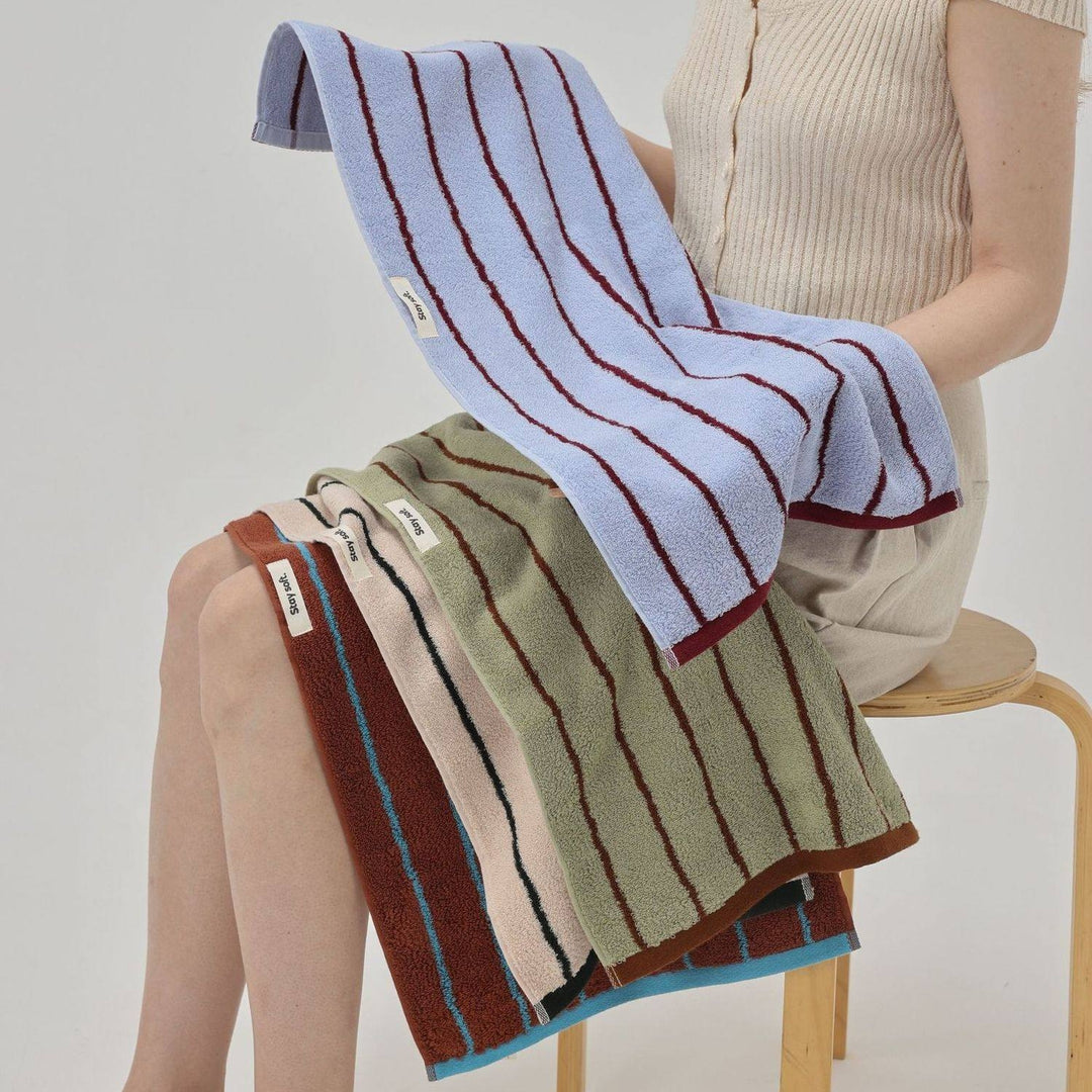 コットンコントラストラインタオル