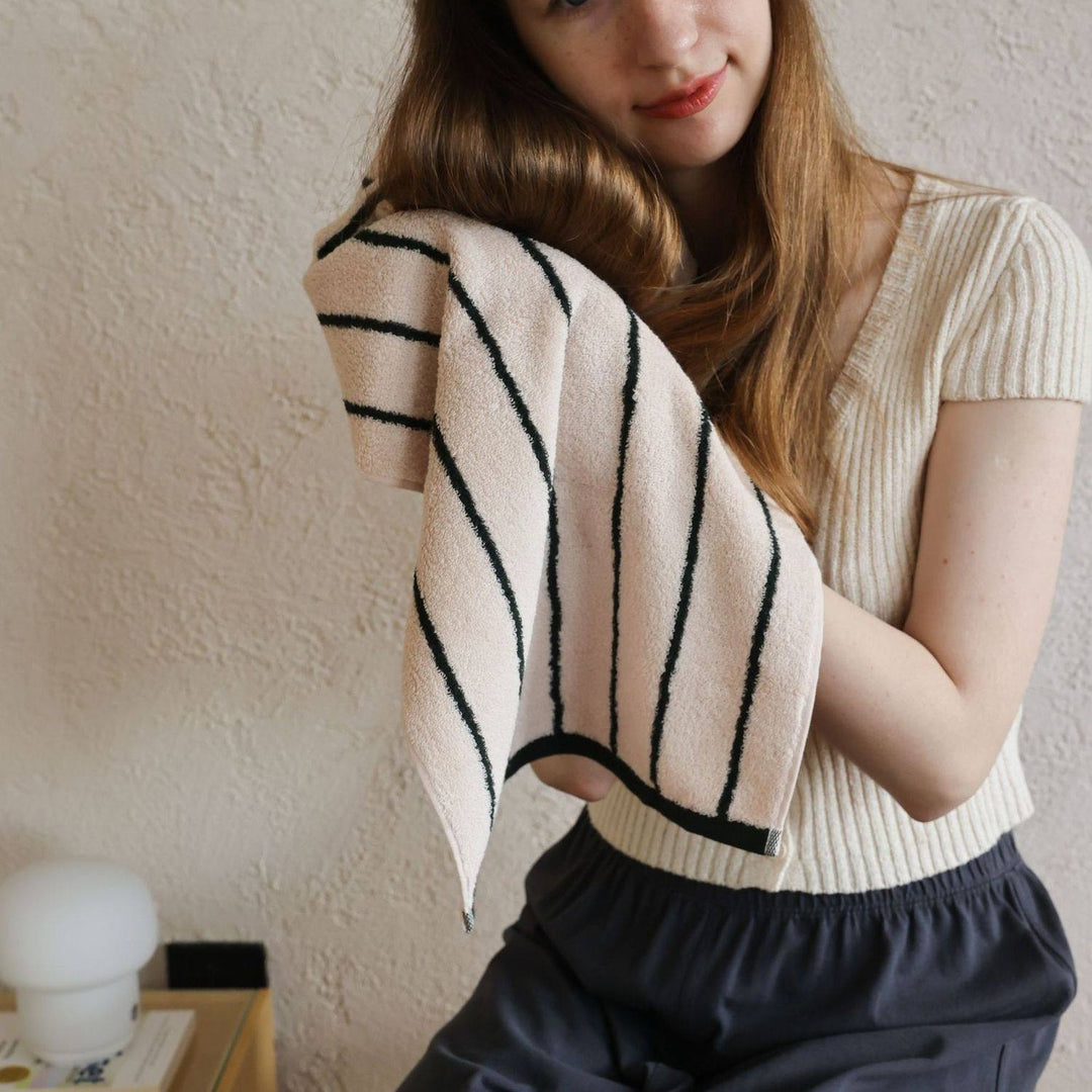 コットンコントラストラインタオル