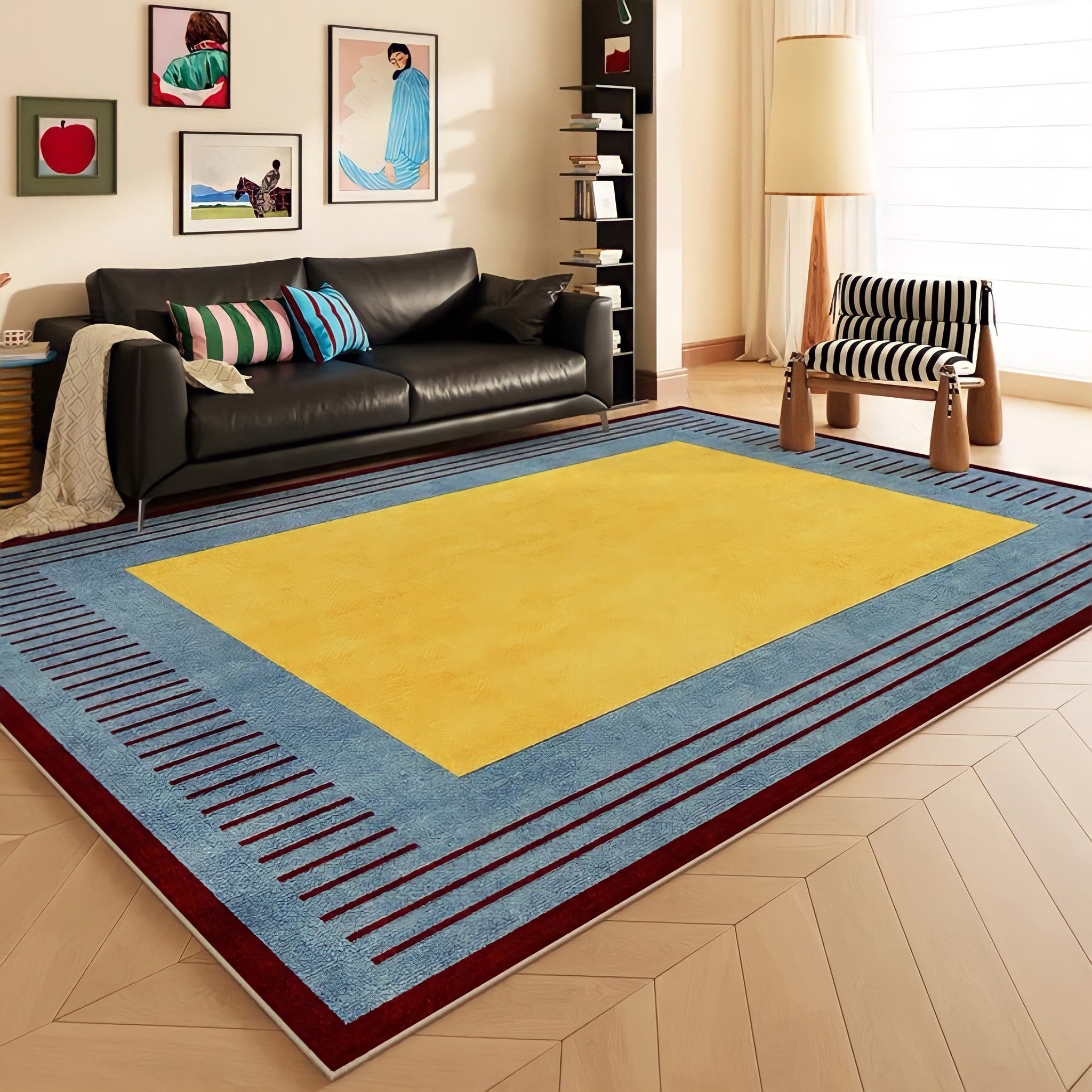 センターイエローアートラグ