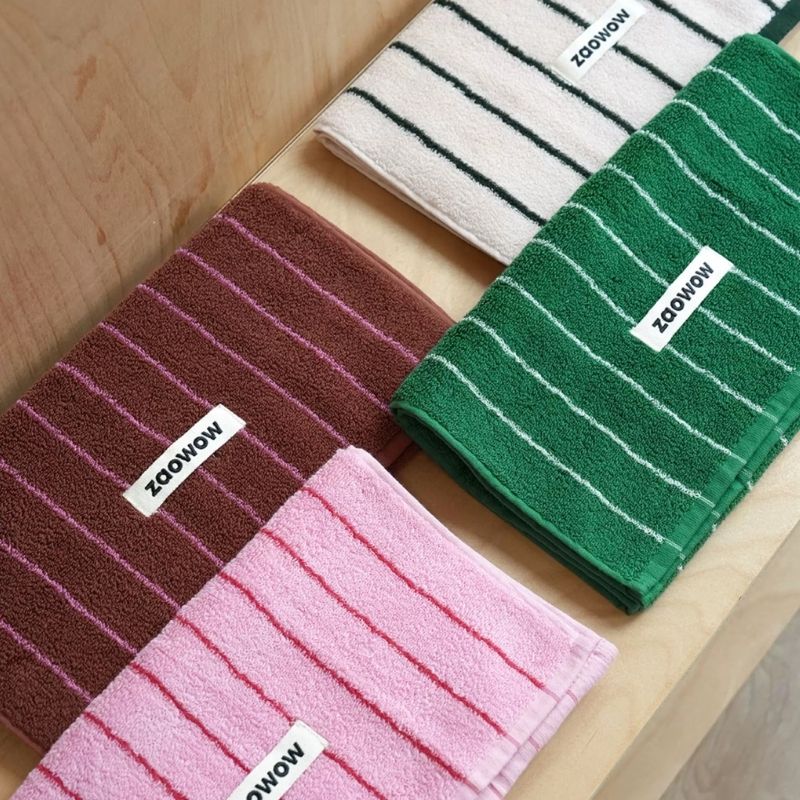 コントラストカラーストライプタオル