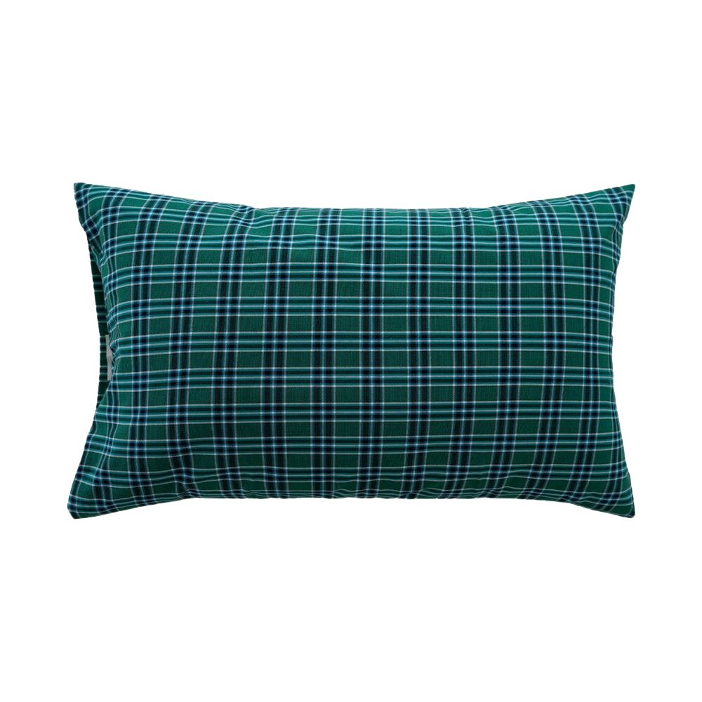 ピュアコットンチェック柄寝具カバー エメラルドグリーン