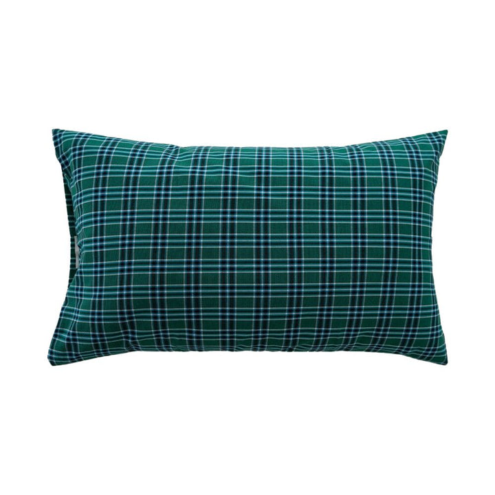 ピュアコットンチェック柄寝具カバー エメラルドグリーン