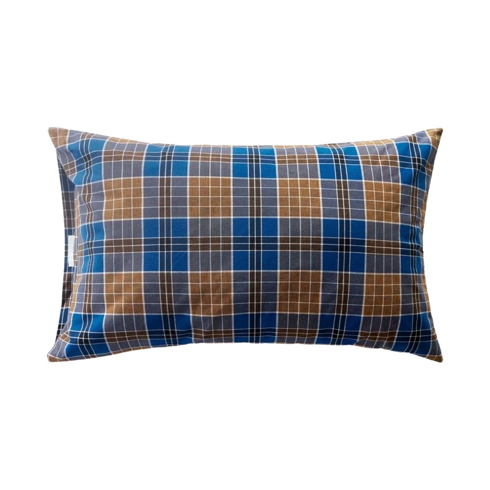 ピュアコットンチェック柄寝具カバー ブラウンブルー