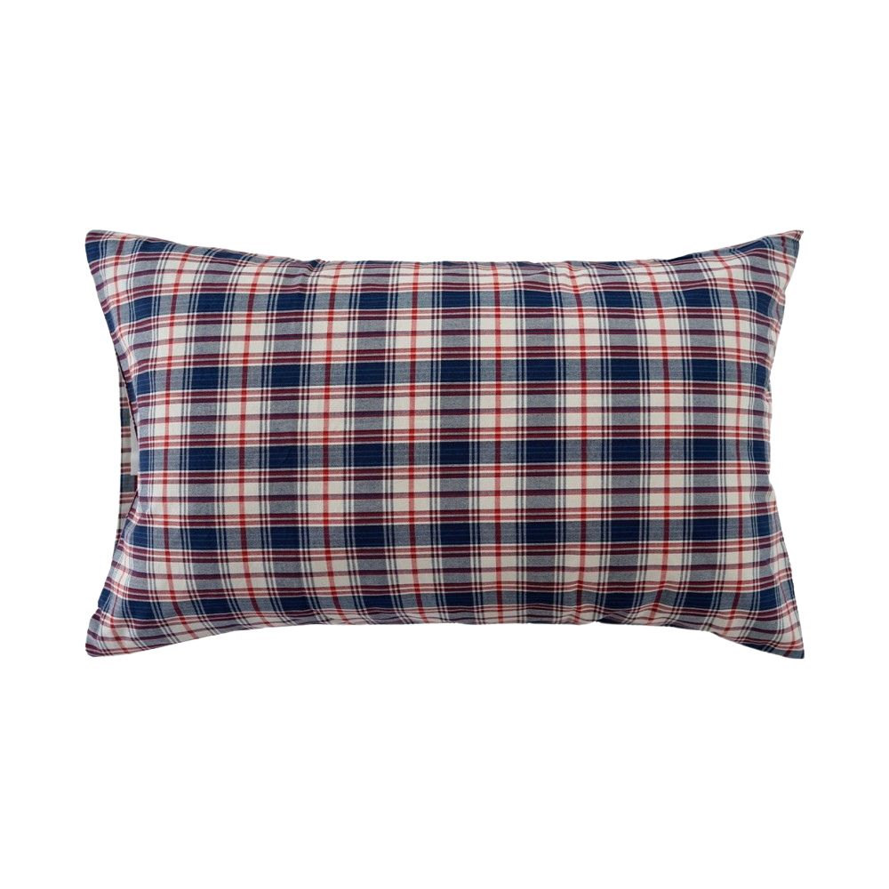 ピュアコットンチェック柄寝具カバー レッドネイビー