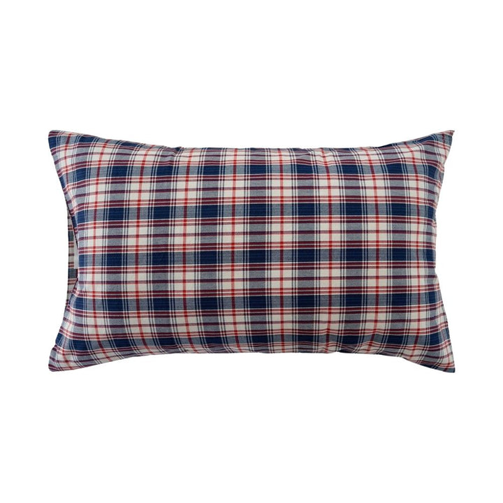 ピュアコットンチェック柄寝具カバー レッドネイビー