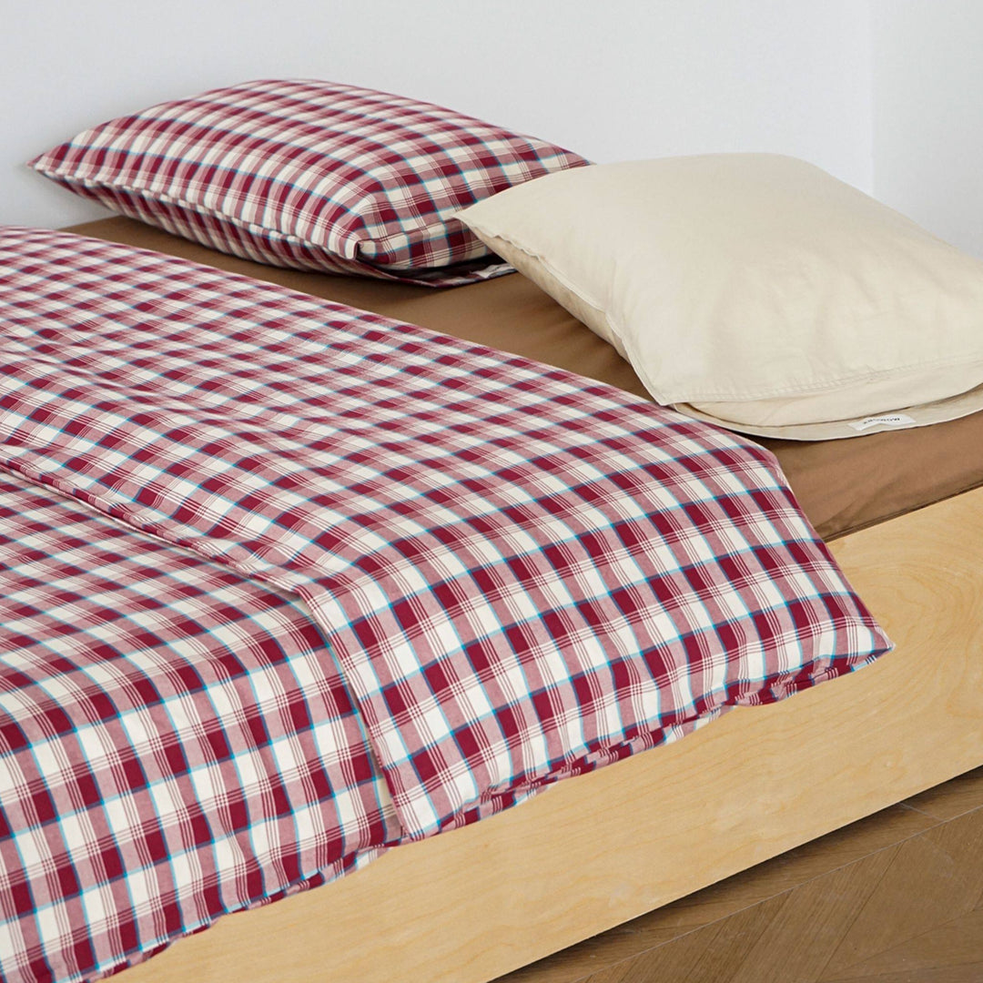 ピュアコットンチェック柄寝具カバー ベリー