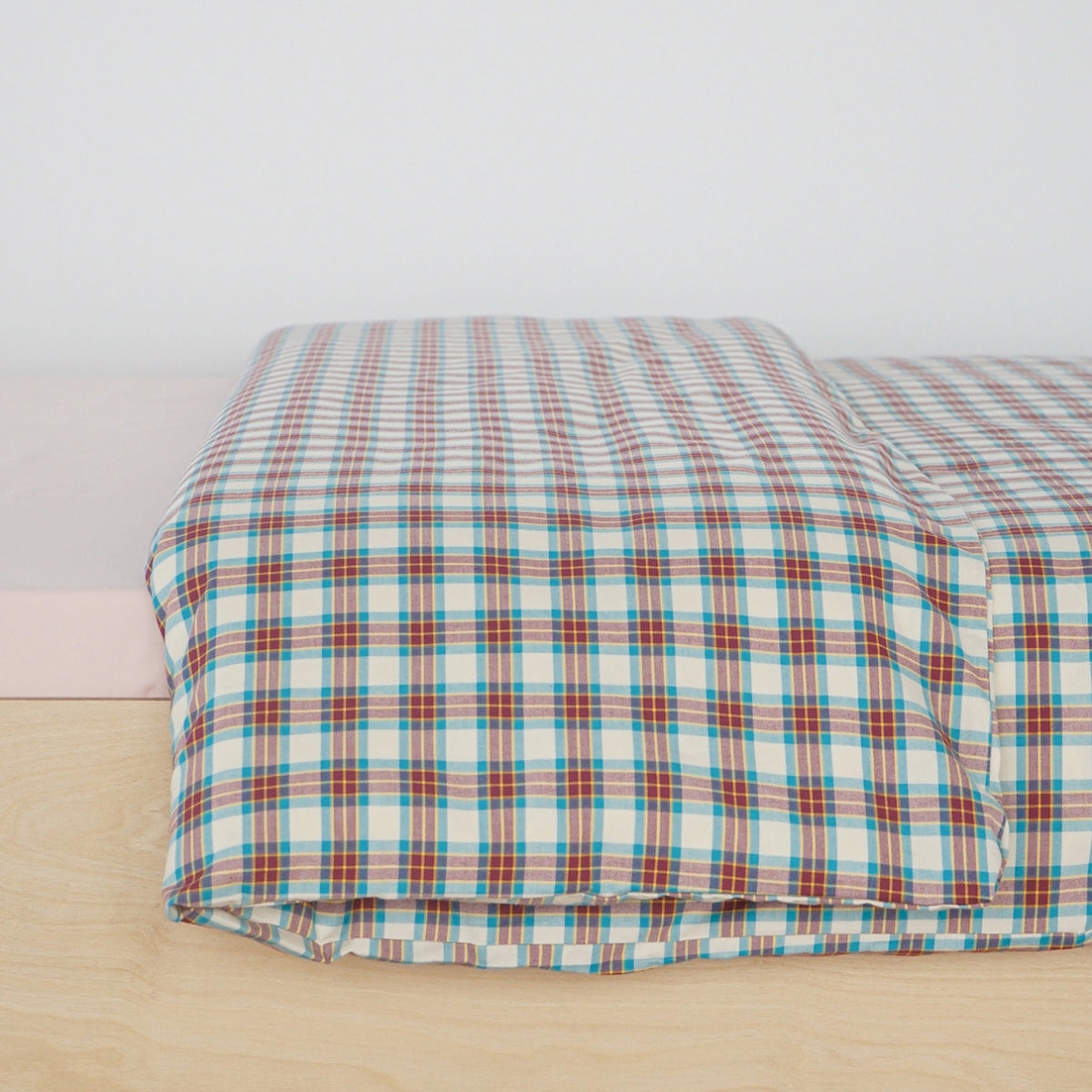 ピュアコットンチェック柄寝具カバー ベリーワイン