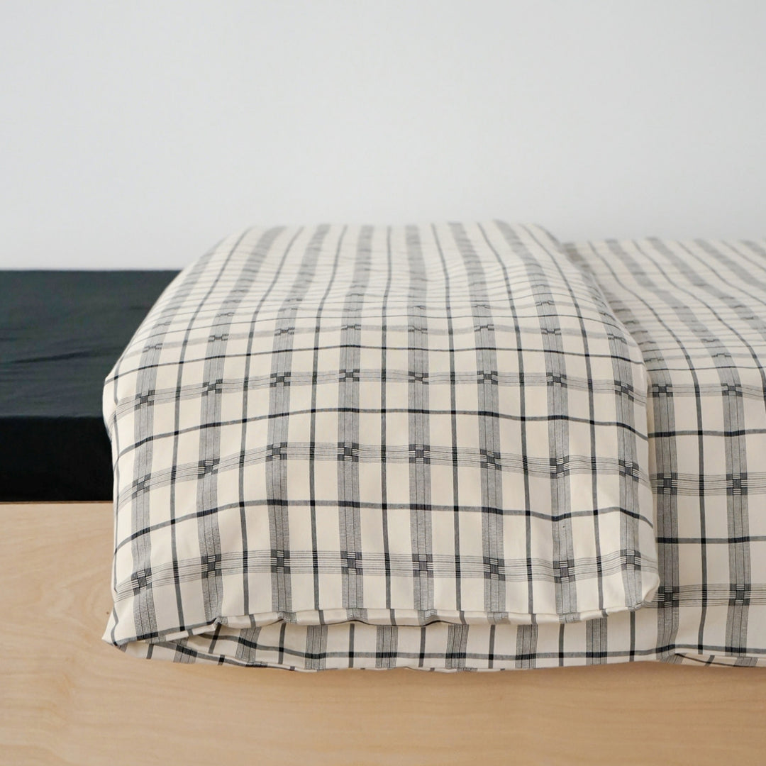 Pure Cotton Checkered Bedding Cover, Black