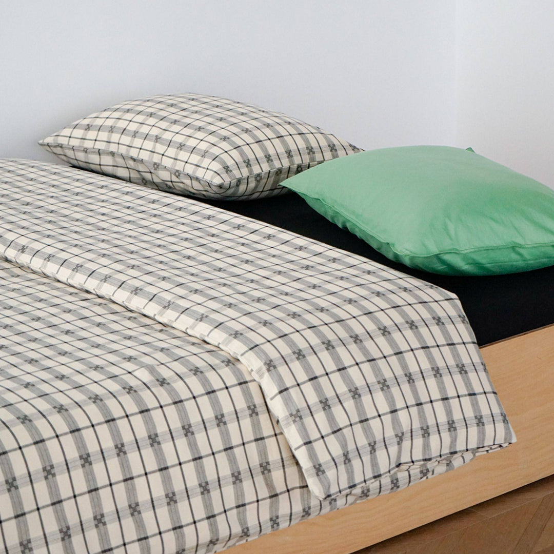 Pure Cotton Checkered Bedding Cover, Black