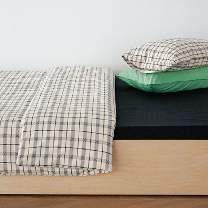 Pure Cotton Checkered Bedding Cover, Black