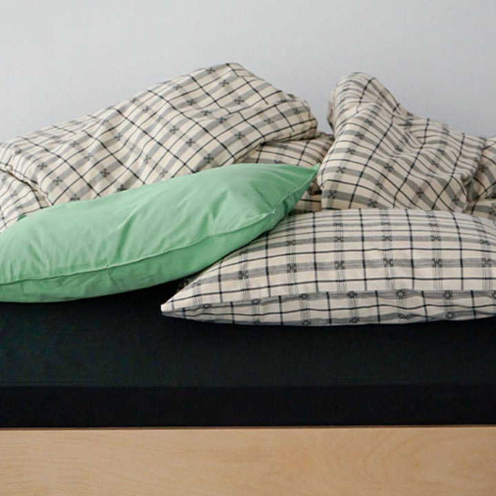 Pure Cotton Checkered Bedding Cover, Black