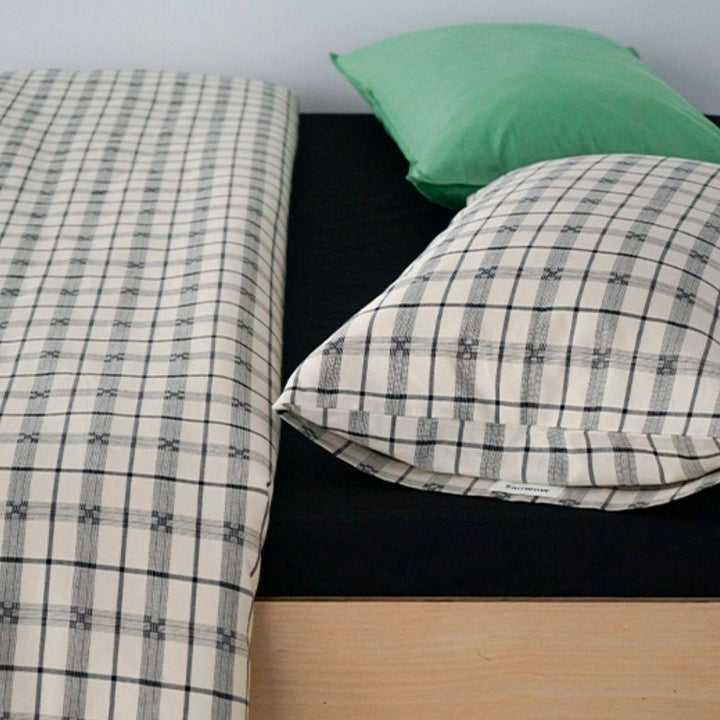Pure Cotton Checkered Bedding Cover, Black