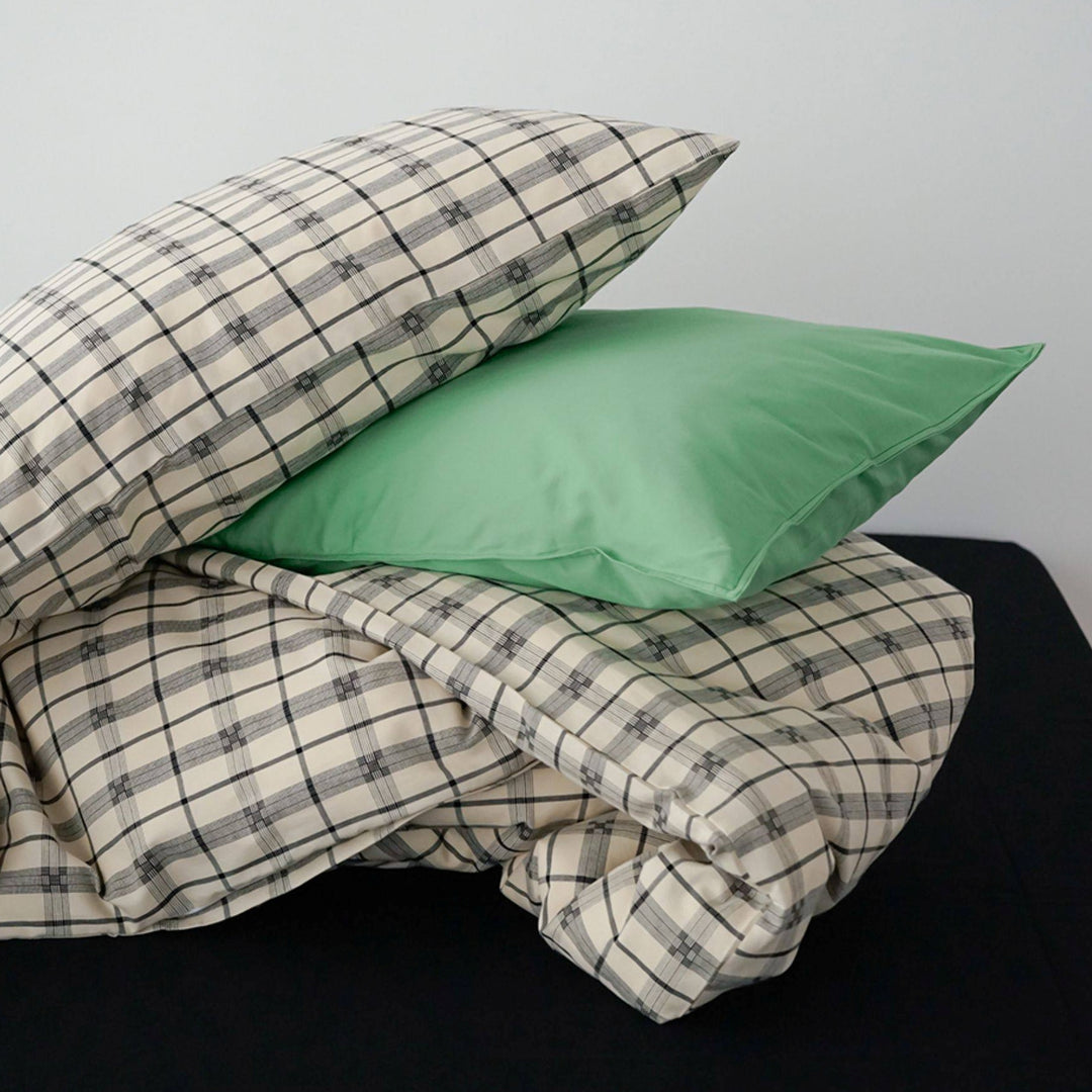 Pure Cotton Checkered Bedding Cover, Black