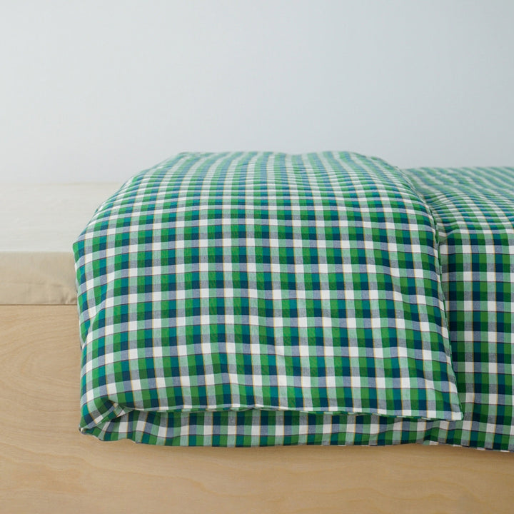 ピュアコットンチェック柄寝具カバー グリーン