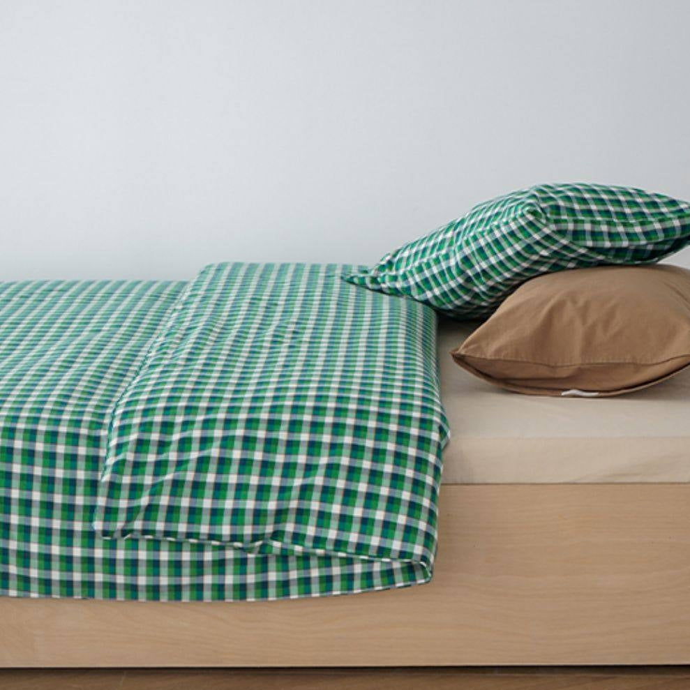 ピュアコットンチェック柄寝具カバー グリーン