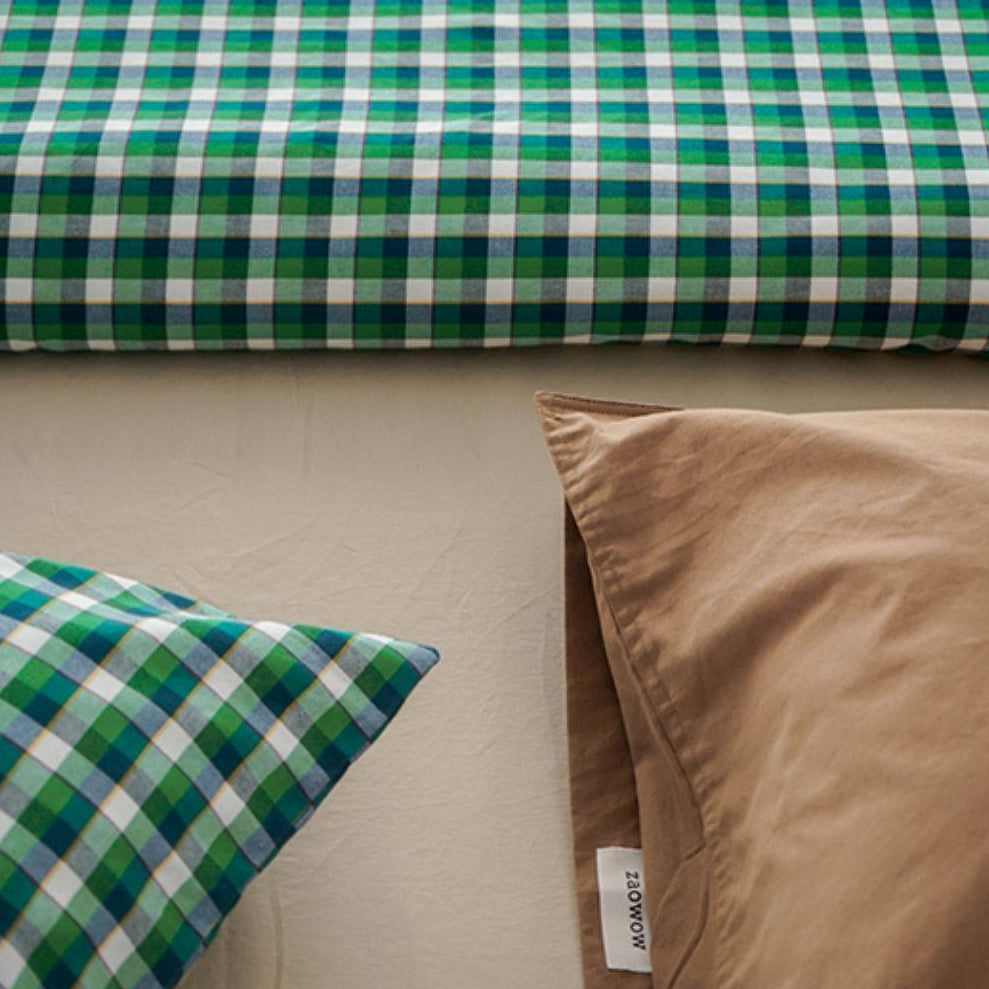 ピュアコットンチェック柄寝具カバー グリーン