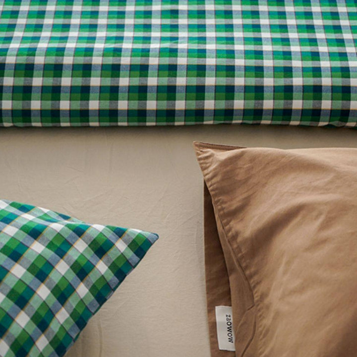 ピュアコットンチェック柄寝具カバー グリーン