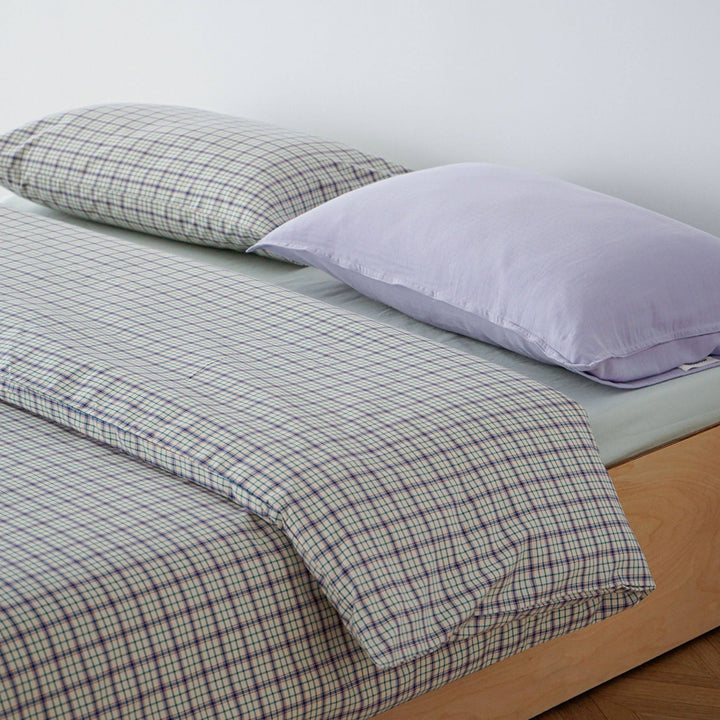ピュアコットンチェック柄寝具カバー ライトグリーン